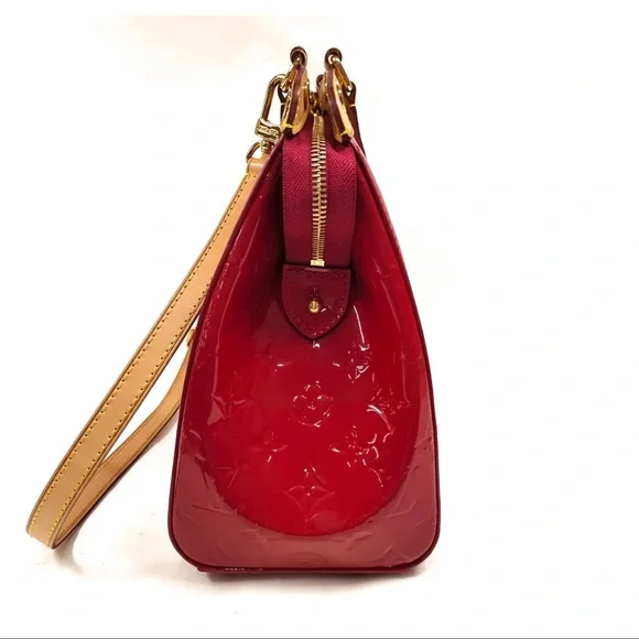 Authantic Louis Vuitton Red and Tan Satchel with Gold Accents - Picture 4 of 16